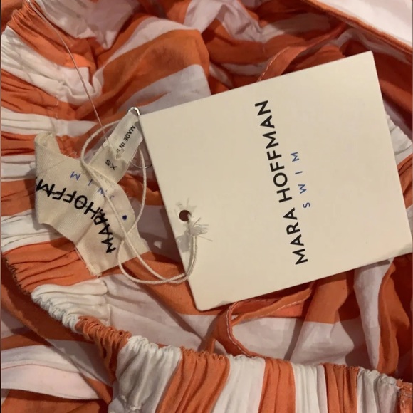 NWT! Mara Hoffman Swim Rosario Dress Cover Up Orange White Stripe Cotton Maxi XS - Picture 10 of 10